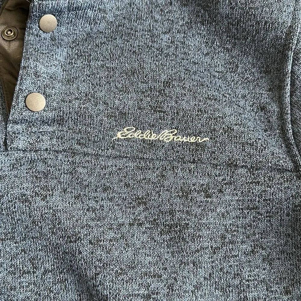 Eddie Bauer Radiator Fleece Pullover Sweater 1/4 Snap Navy Heather Size L Casual